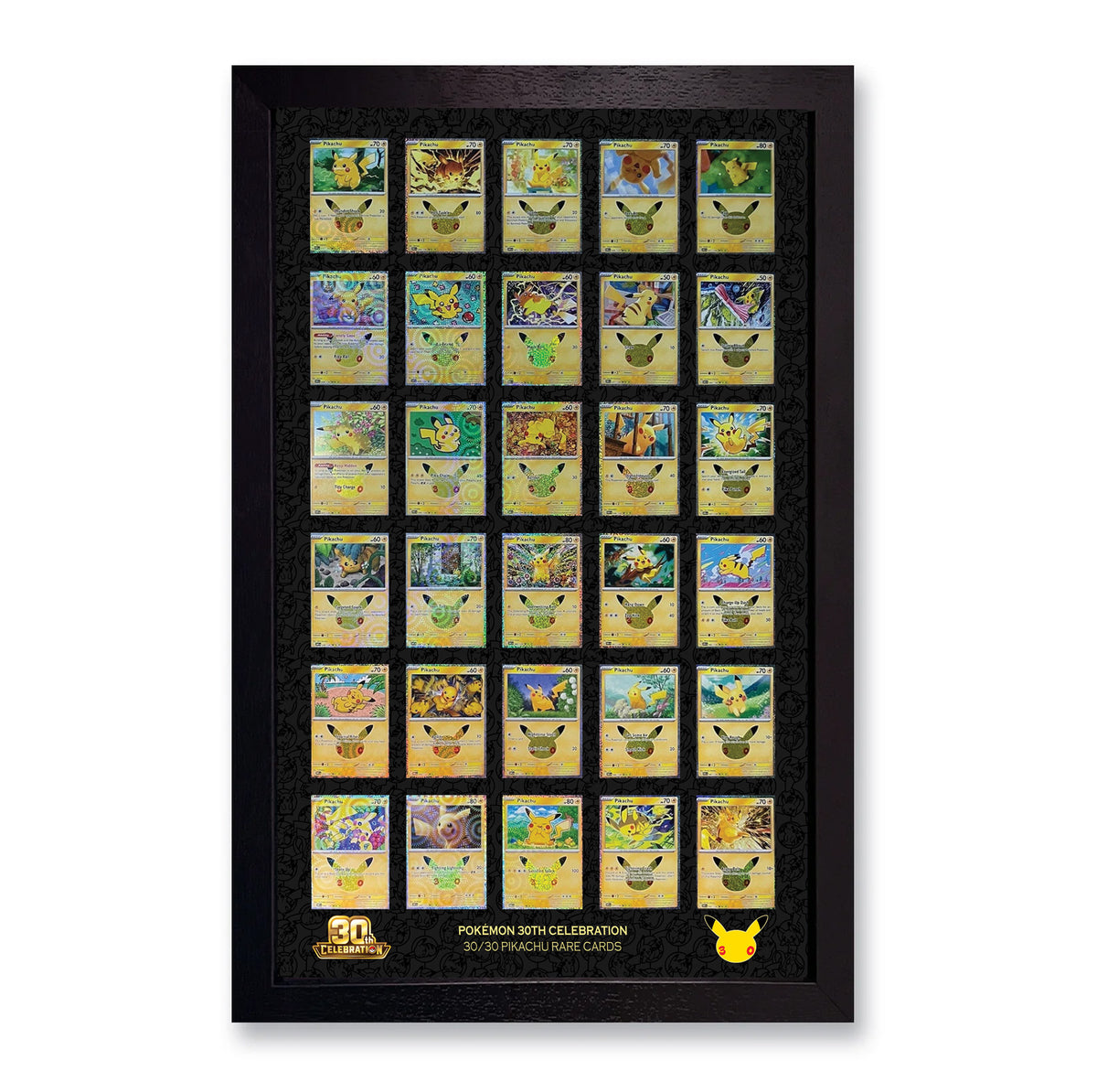 30 Raw Trading Card Display Frame | Printed | Pokemon 30th Anniversary Pikachu (Black artwork)