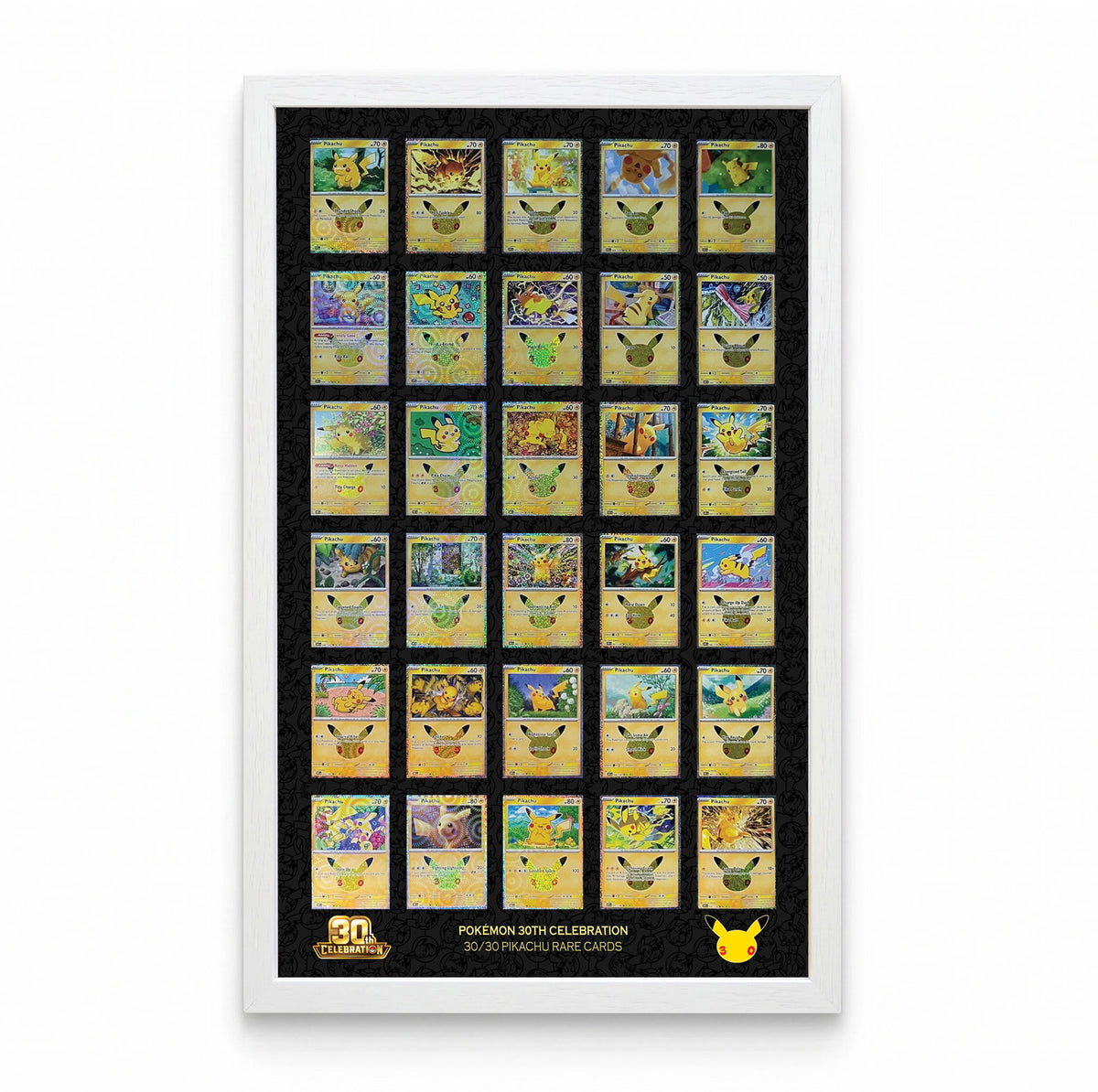 30 Raw Trading Card Display Frame | Printed | Pokemon 30th Anniversary Pikachu (Black artwork)