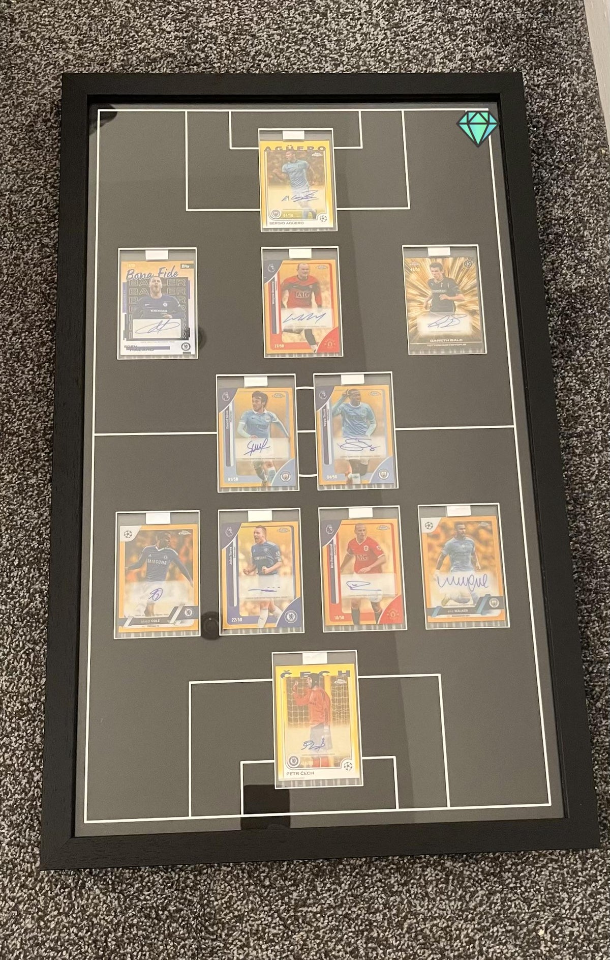 11 (4-1-2-1-2) Magnetic (One-Touch) Cases Football Formation Frame | Inscribed | Black