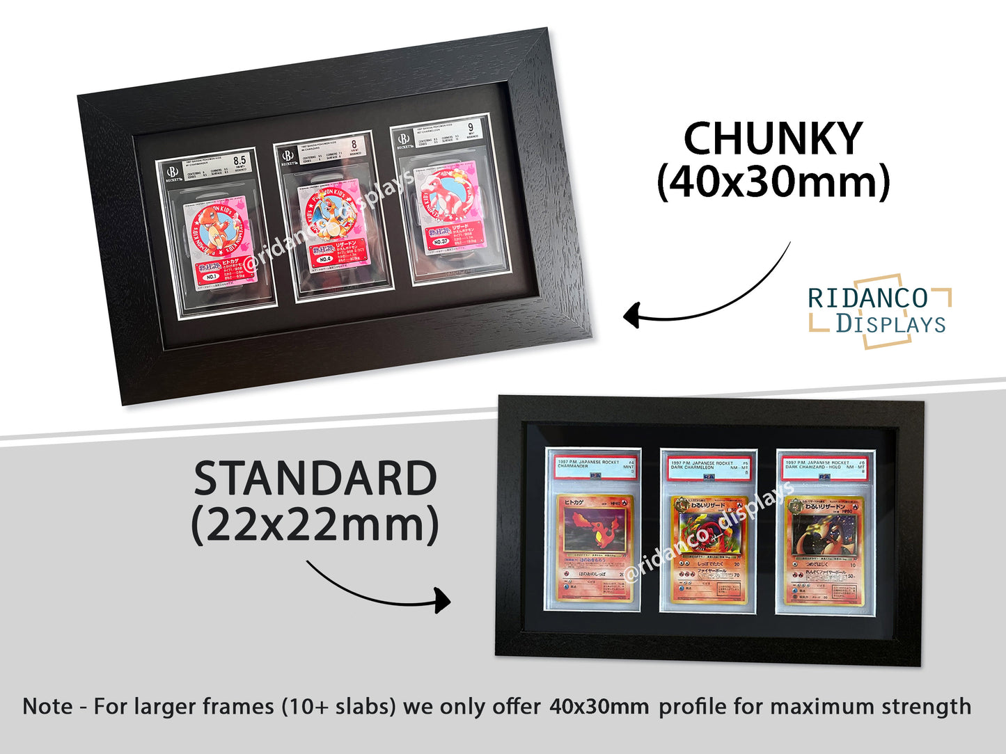 3 Graded Card Slab Frame | Black | Ridanco Core