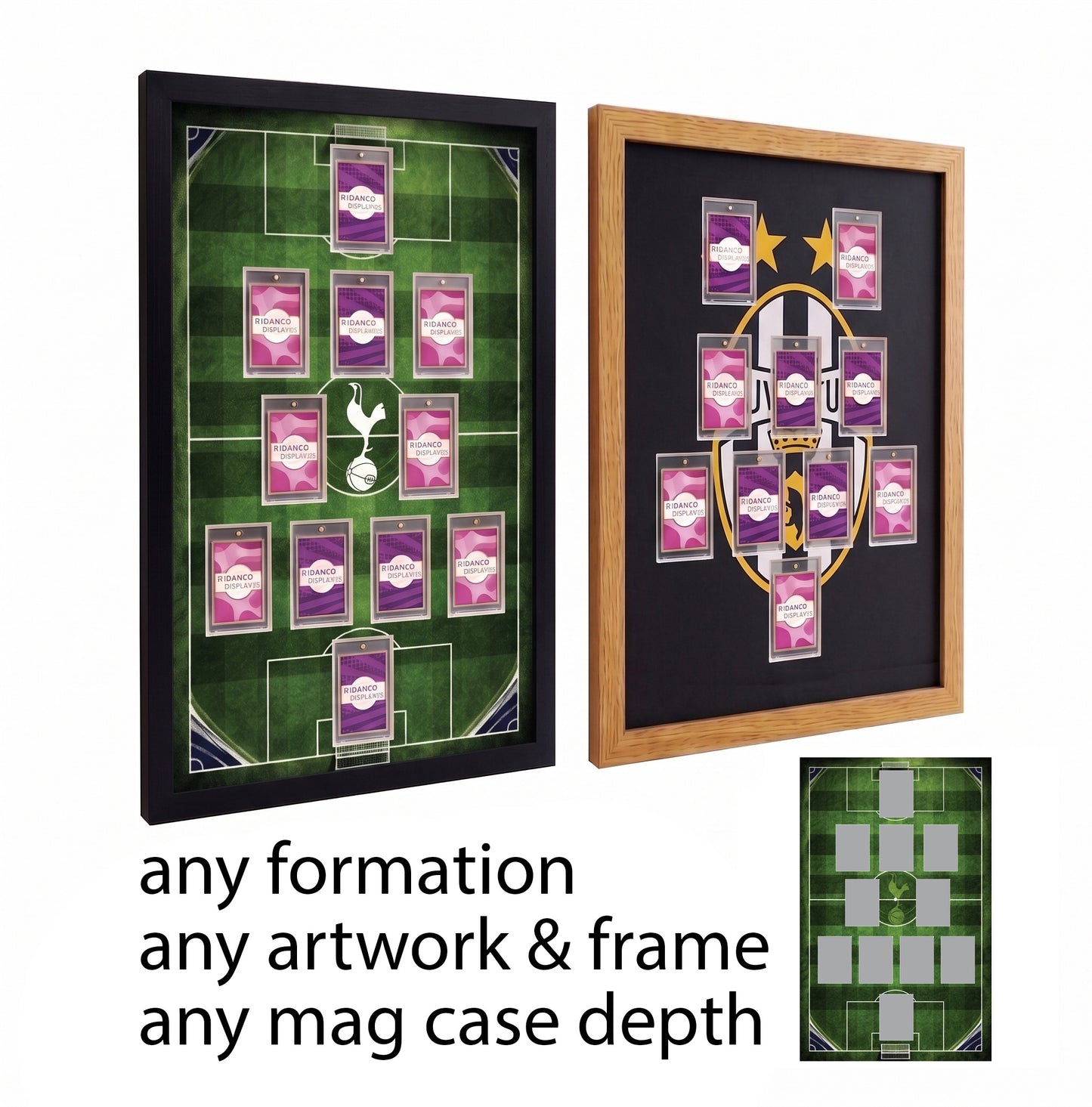 11 Magnetic (One Touch) Cases Display Frame | Printed Football Mount | Various Colours