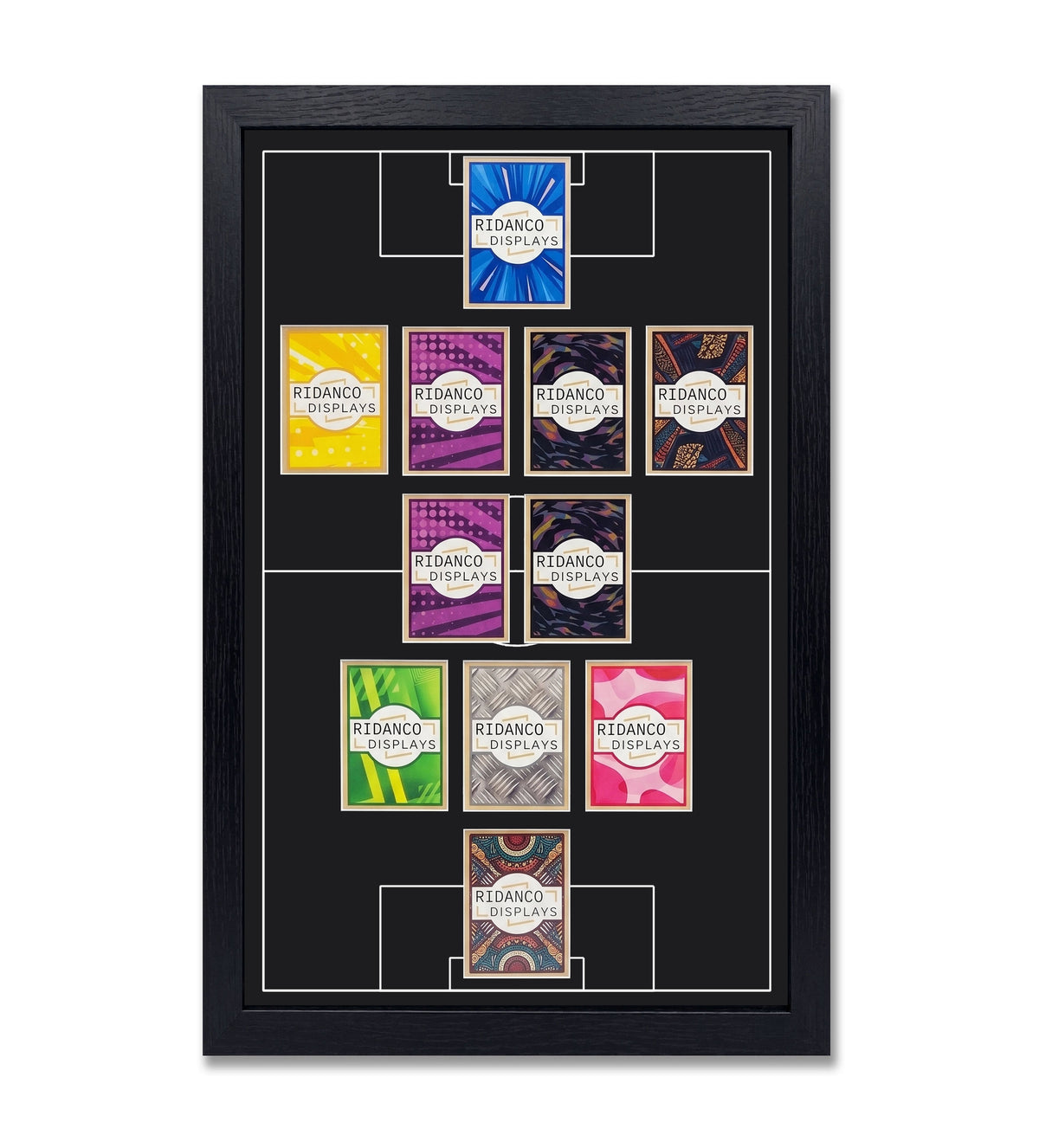 11 (3-2-4-1) Football Pitch Raw Card Display Frame | Inscribed | 22x22mm