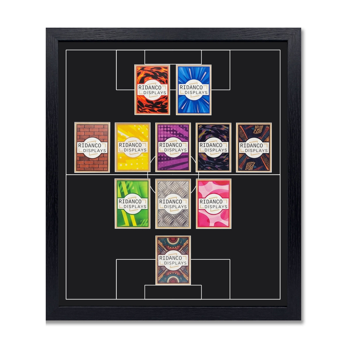 11 (3-5-2) Football Pitch Raw Card Display Frame | Inscribed | 22x22mm