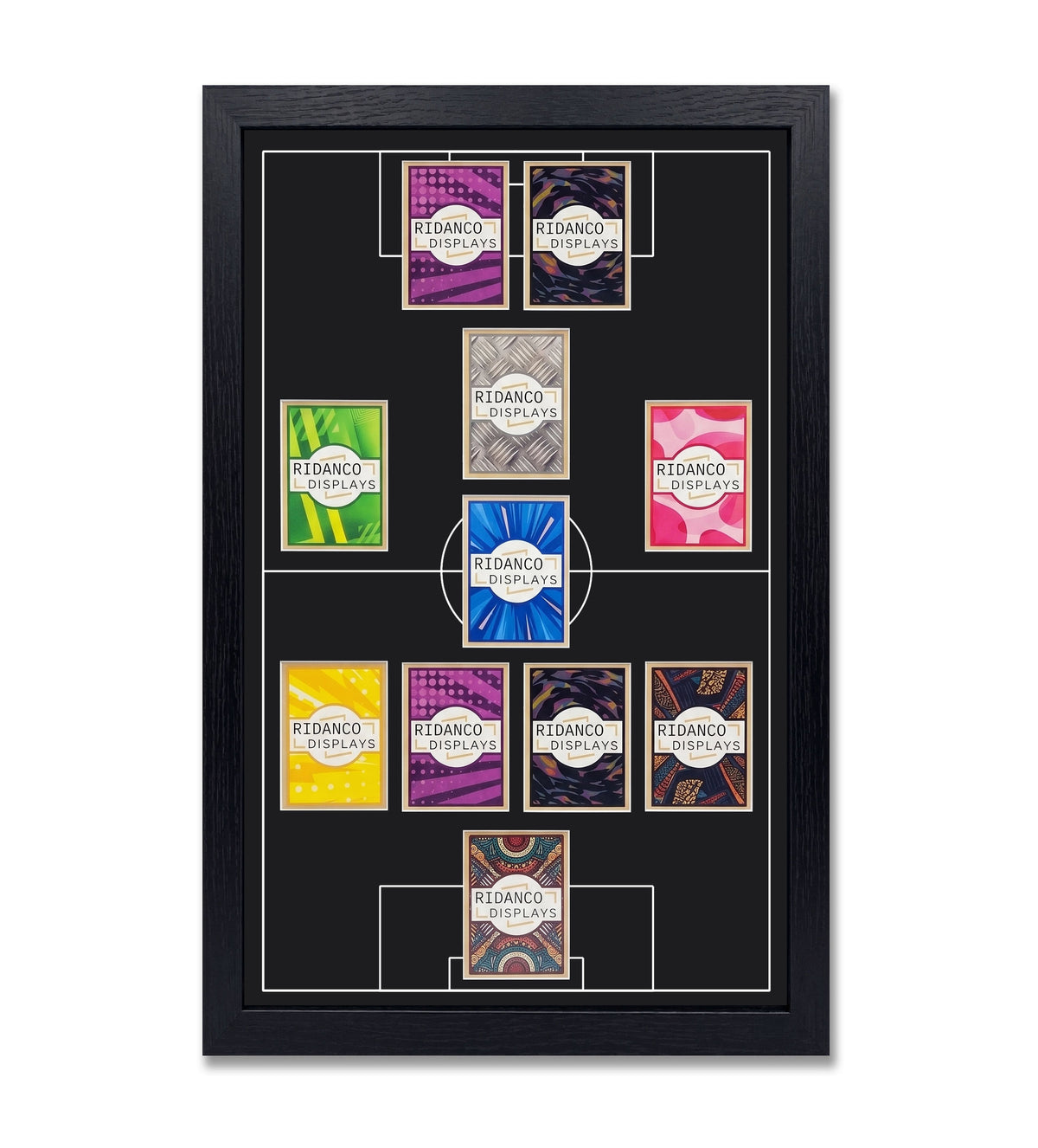 11 (4-1-2-1-2) Football Pitch Raw Card Display Frame | Inscribed | 22x22mm