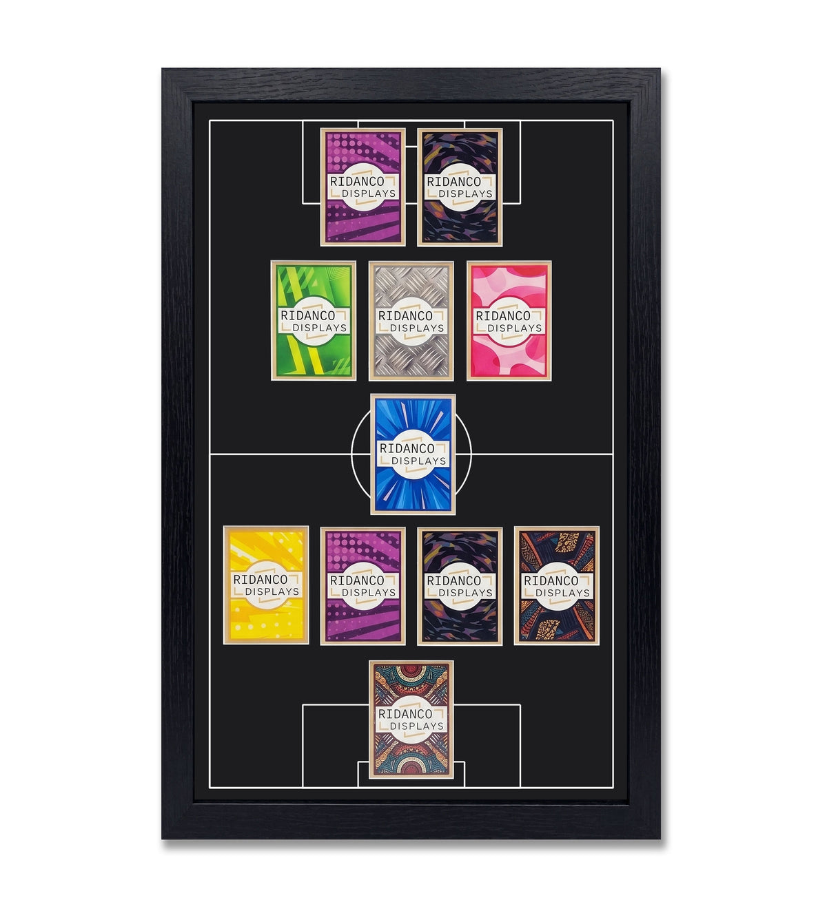 11 (4-1-3-2) Football Pitch Raw Card Display Frame | Inscribed | 22x22mm