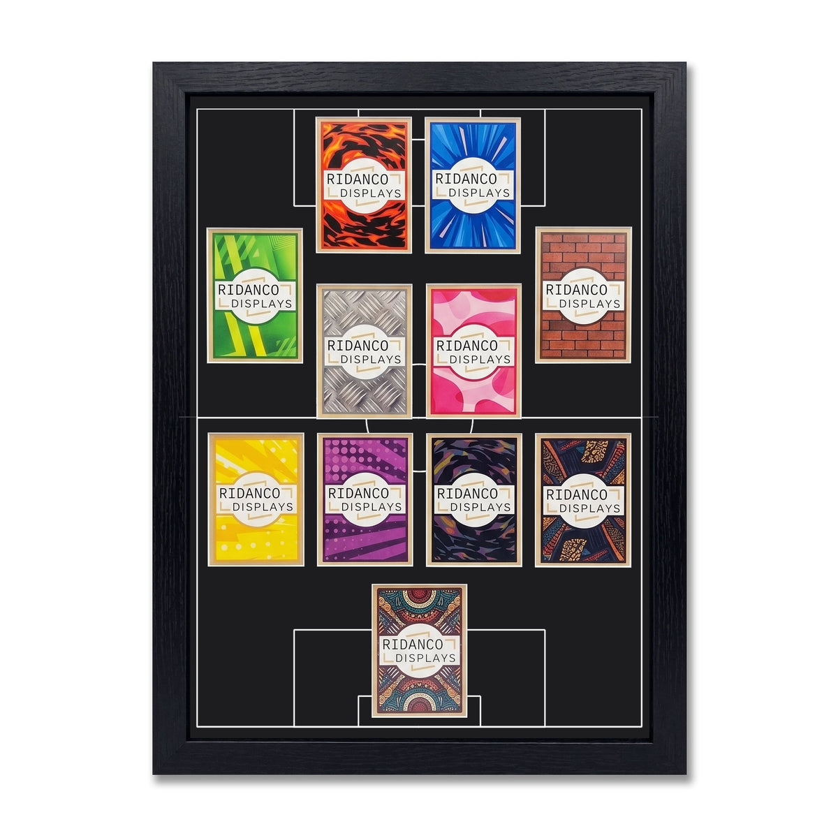 11 (4-2-2-2) Football Pitch Raw Card Display Frame | Inscribed | 22x22mm