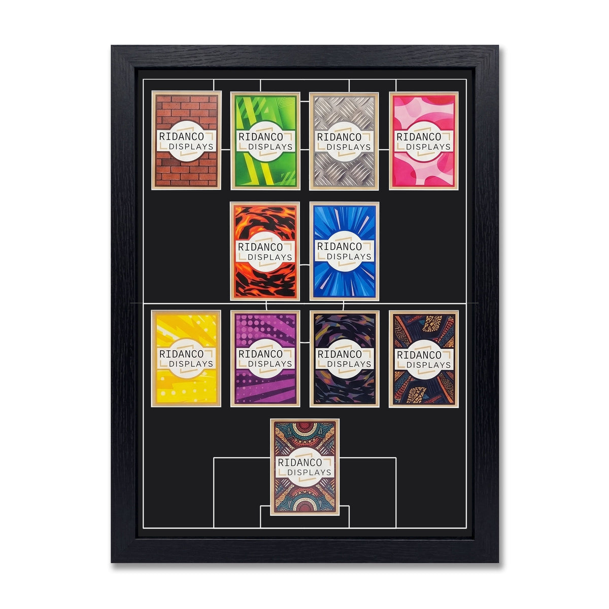 11 (4-2-4) Football Pitch Raw Card Display Frame | Inscribed | 22x22mm