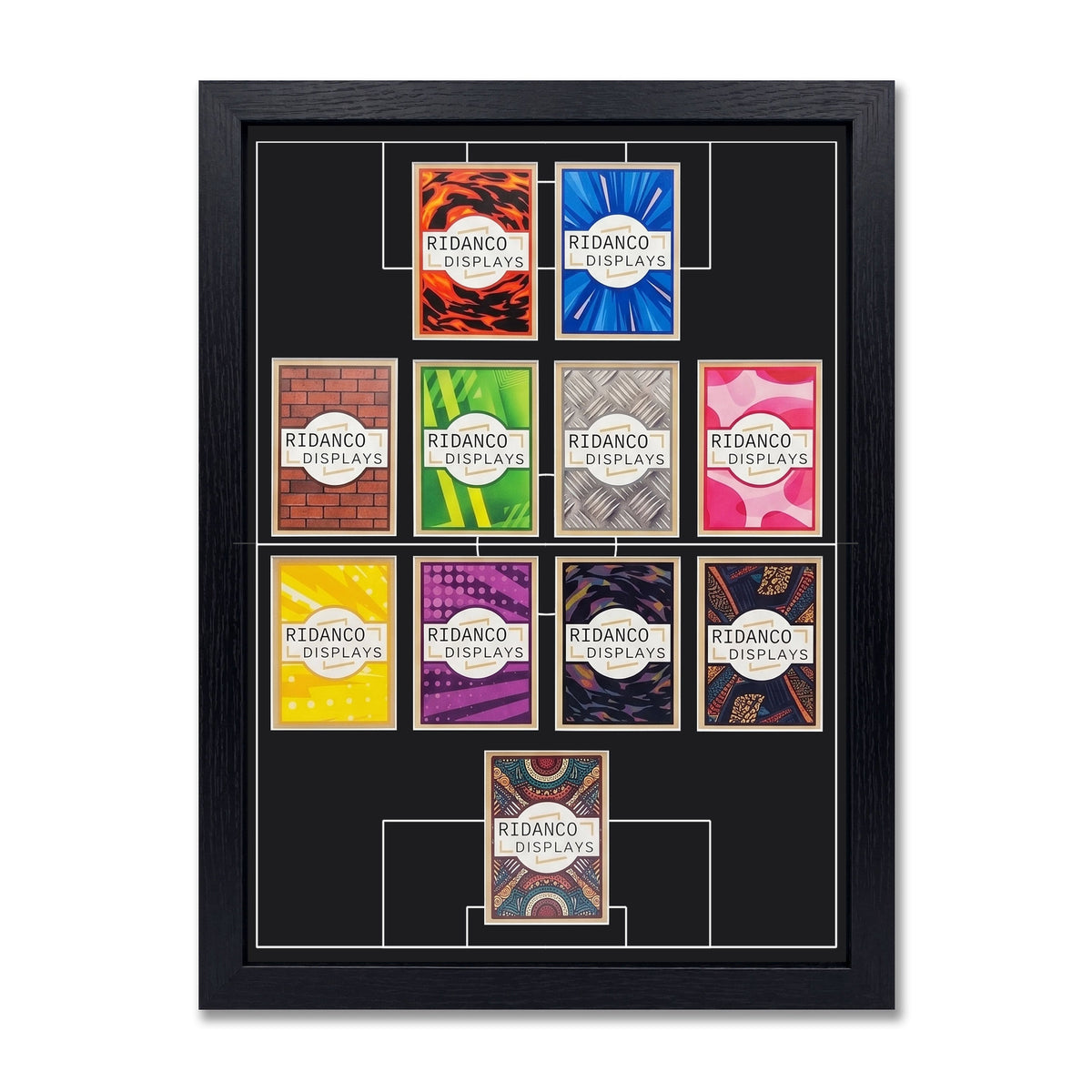 11 (4-4-2) Football Pitch Raw Card Display Frame | Inscribed | 22x22mm