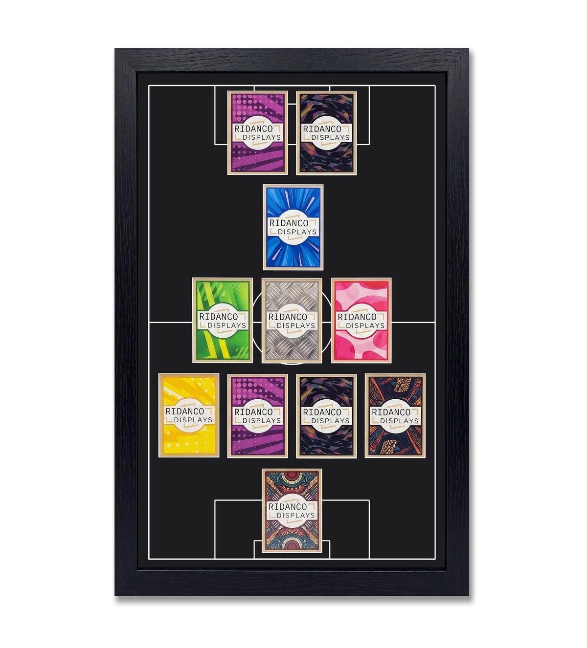 11 (4-3-1-2) Football Pitch Raw Card Display Frame | Inscribed | 22x22mm