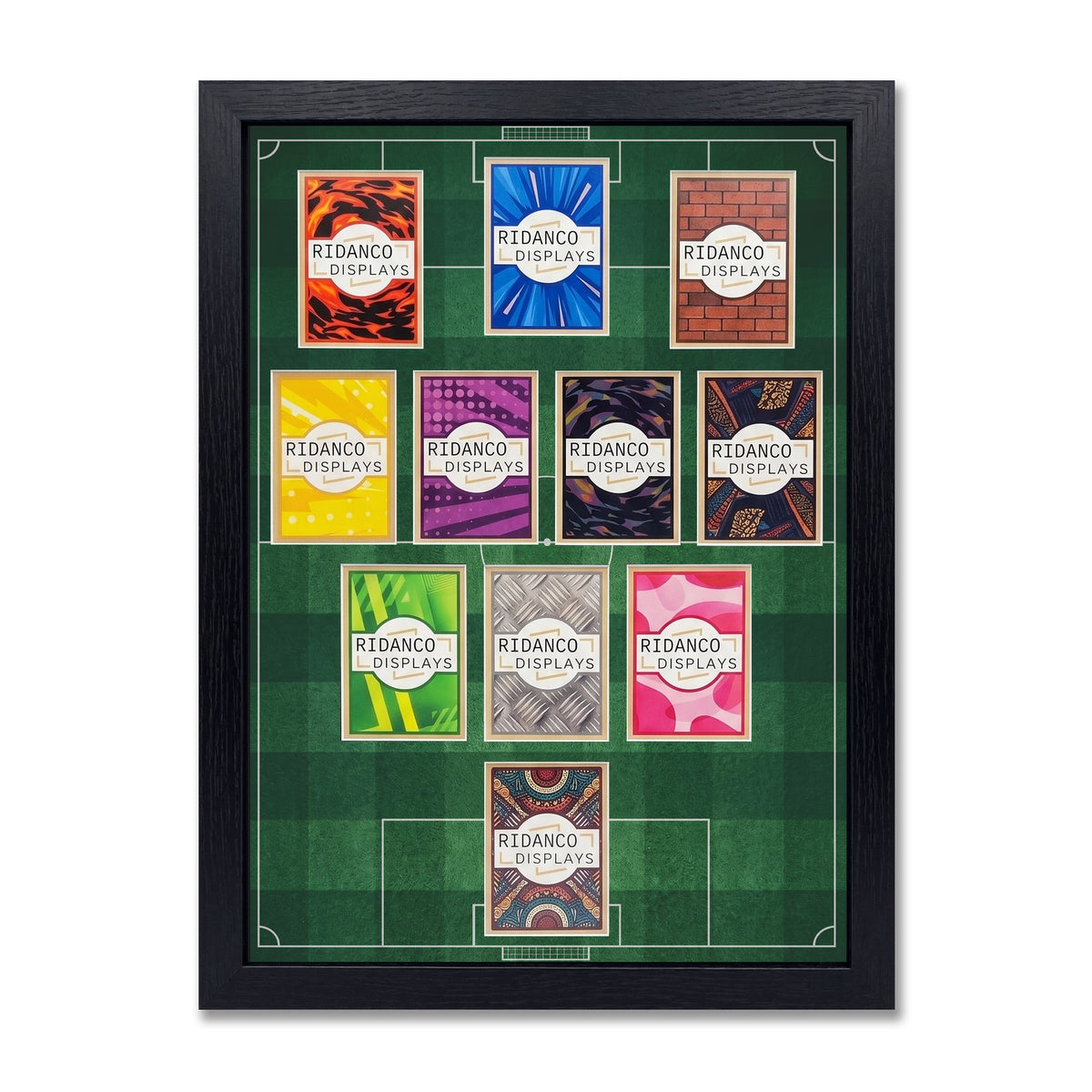 11 (3-4-3) Football Pitch Raw Card Display Frame | Print | 22x22mm