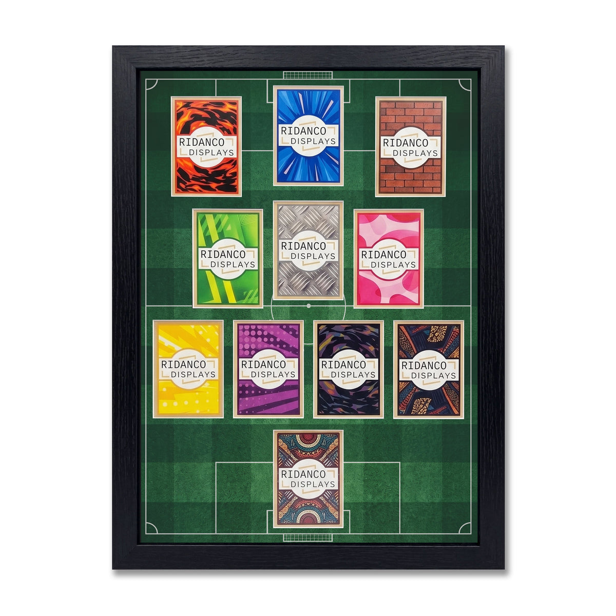 11 (4-3-3 CAM) Football Pitch Raw Card Display Frame | Print | 22x22mm