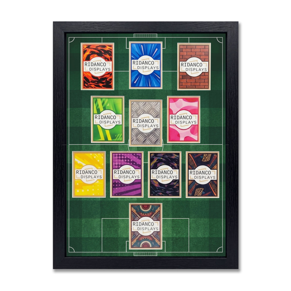 11 (4-3-3 CDM) Football Pitch Raw Card Display Frame | Print | 22x22mm
