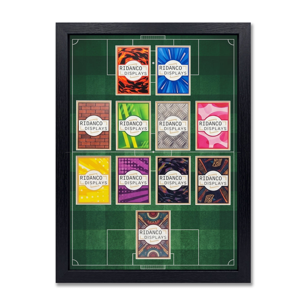 11 (4-4-2) Football Pitch Raw Card Display Frame | Print | 22x22mm