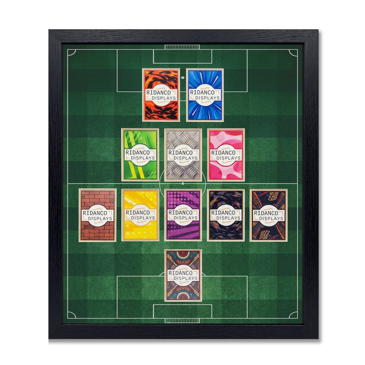 11 (5-3-2) Football Pitch Raw Card Display Frame | Print | 22x22mm