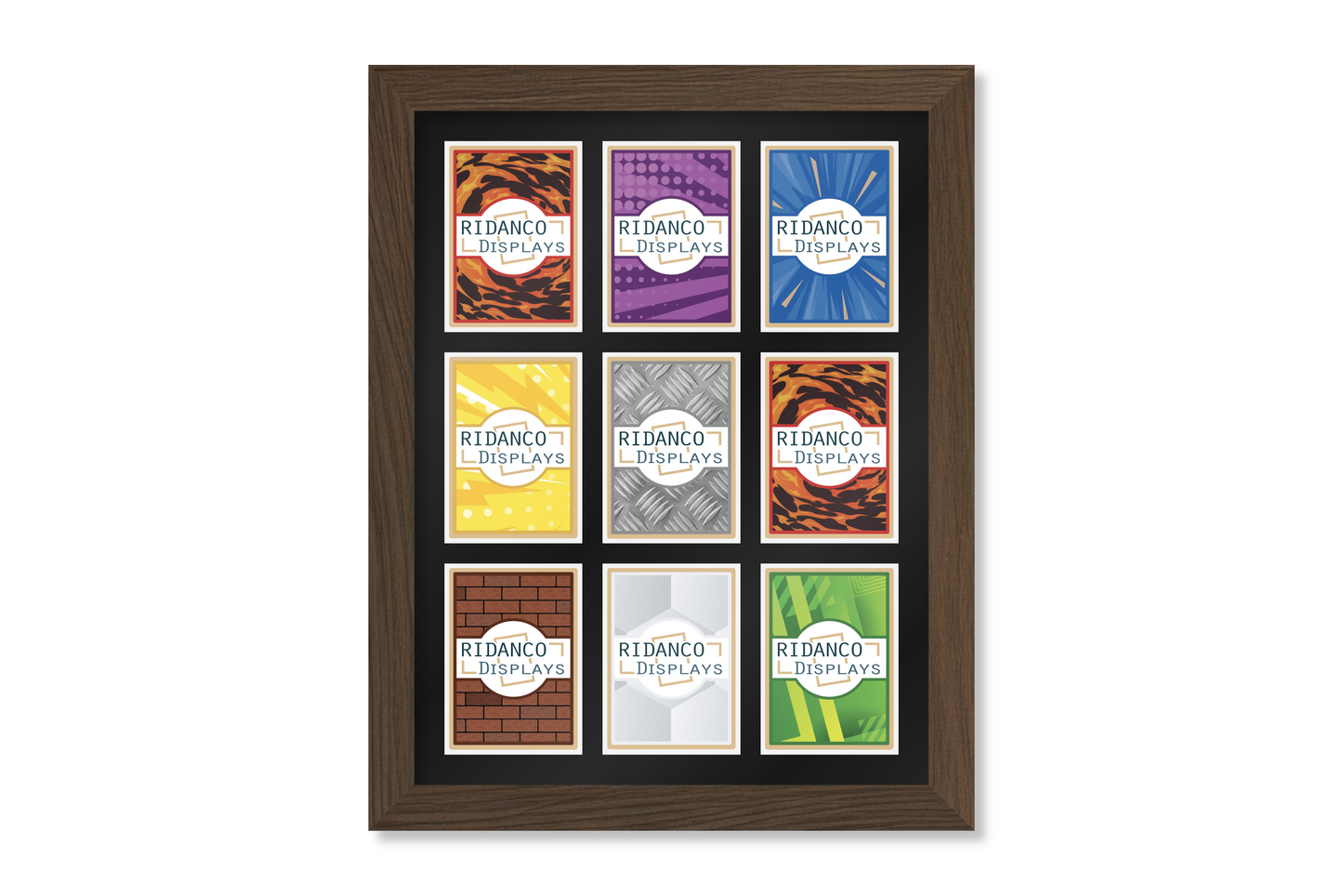 9 Raw Trading Card Display Frame | Dark Wood, 22x22mm