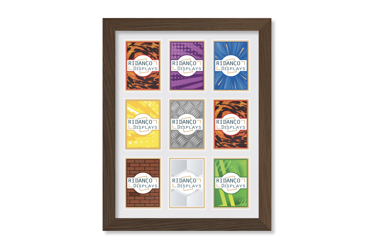 9 Raw Trading Card Display Frame | Dark Wood, 22x22mm