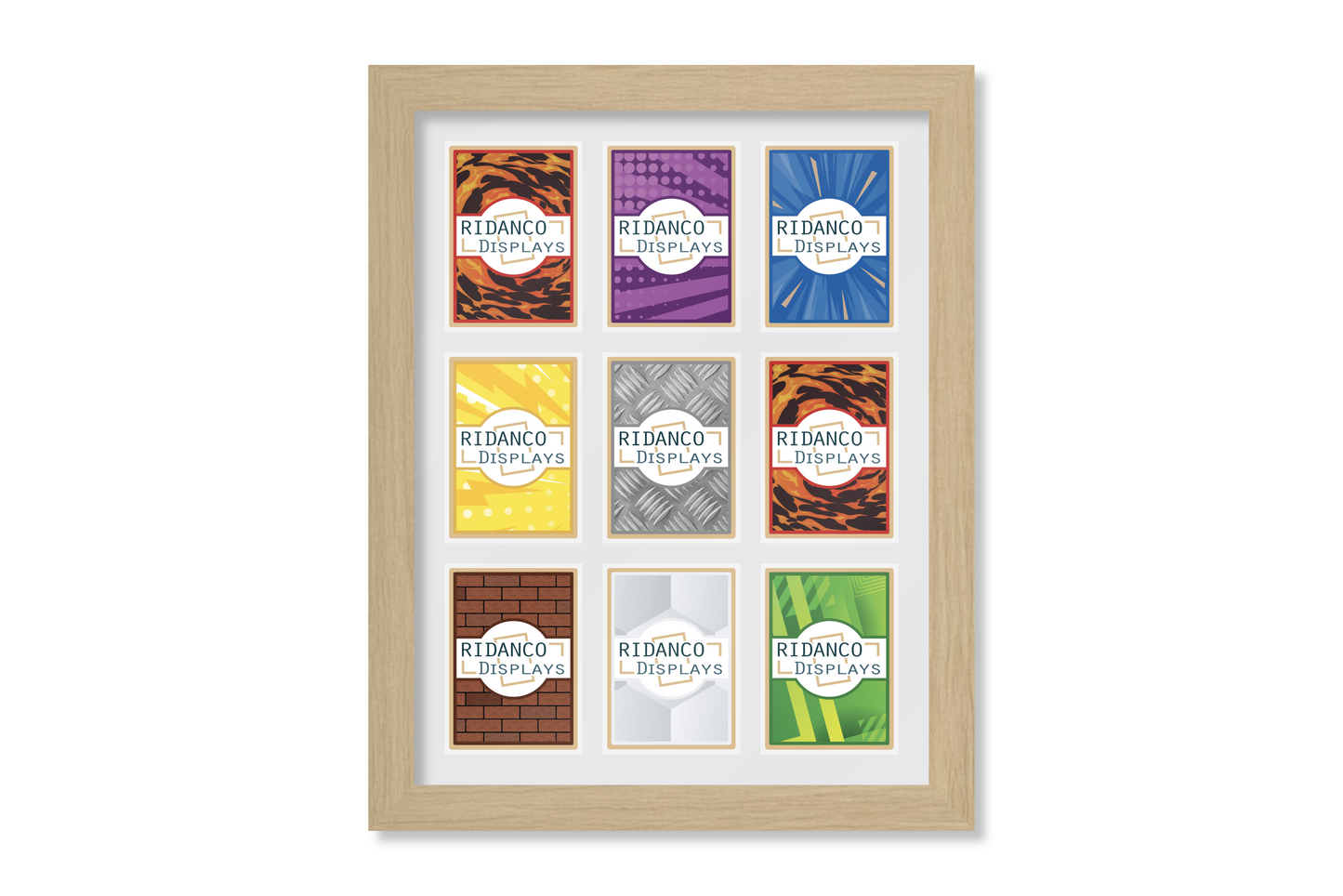 9 Raw Trading Card Display Frame | Oak, 22x22mm